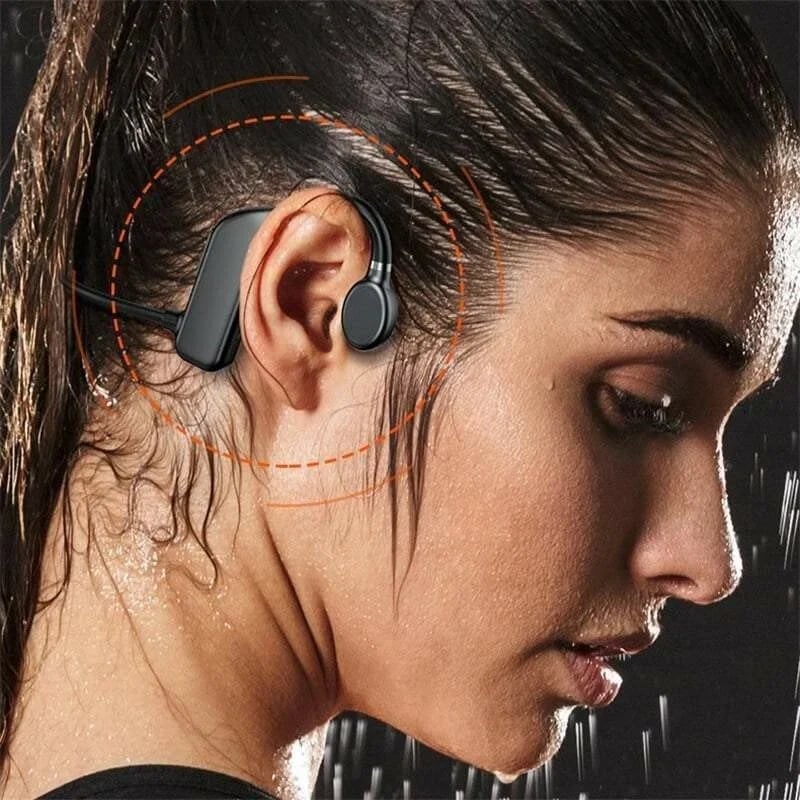 Bone Conduction Open Ear Design, Good Headphones for Gym and Running | Sweat Resistant with a Built In Mic | Black, Blue or Pink