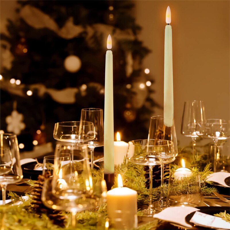 Flameless LED Candle Sticks with Remote and Timer | Battery Powered Tapers with Warm Light | 6 or 10 Pieces