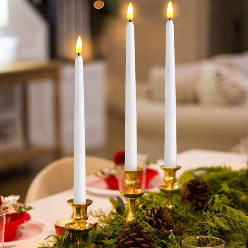Flameless LED Candle Sticks with Remote and Timer | Battery Powered Tapers with Warm Light | 6 or 10 Pieces