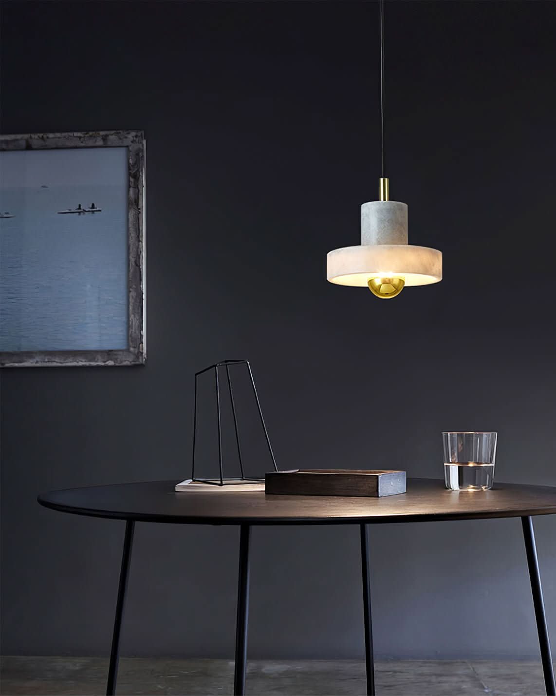 Marble Pendant Light Brass Finish