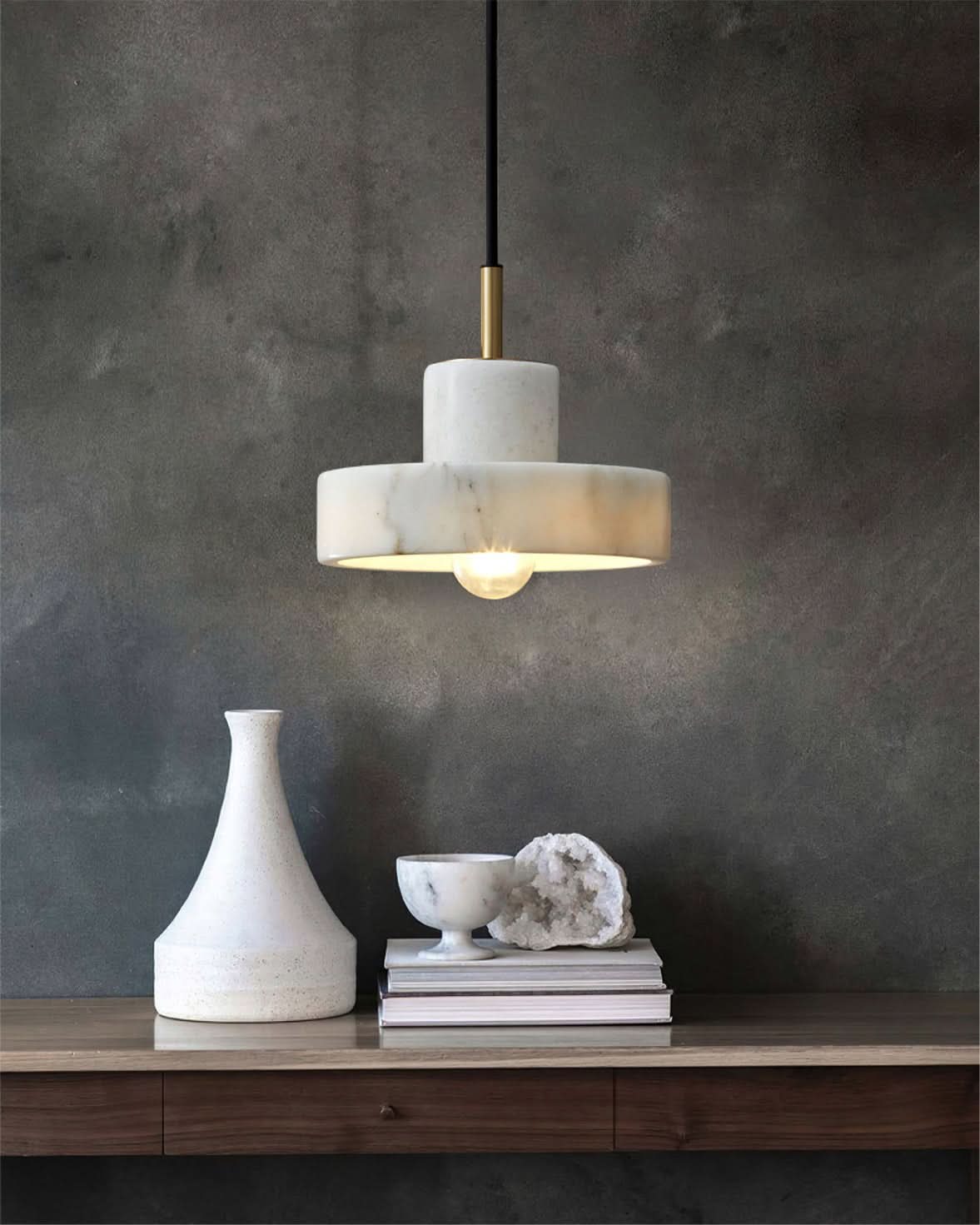 Marble Pendant Light Brass Finish