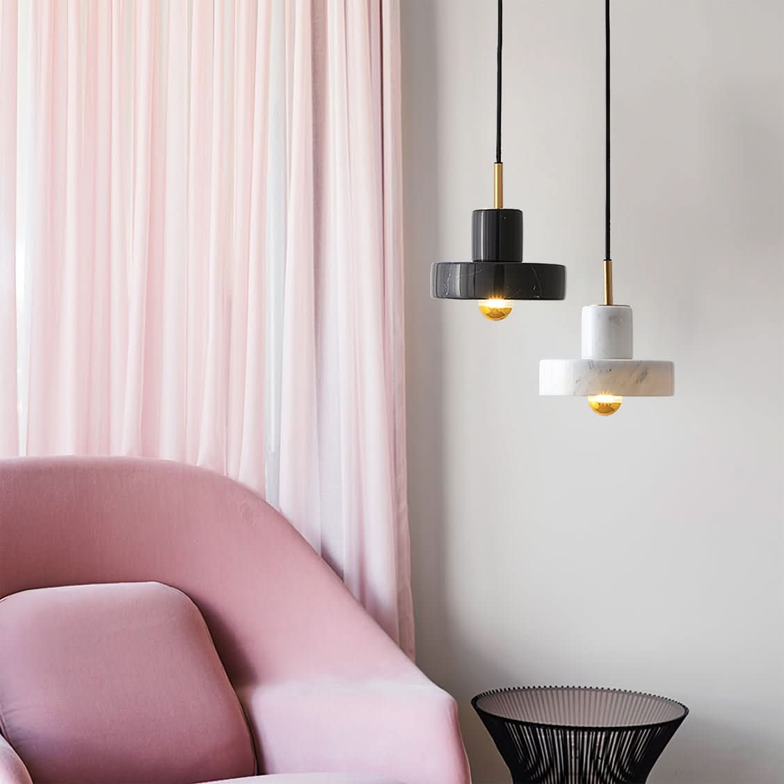 Marble Pendant Light Brass Finish