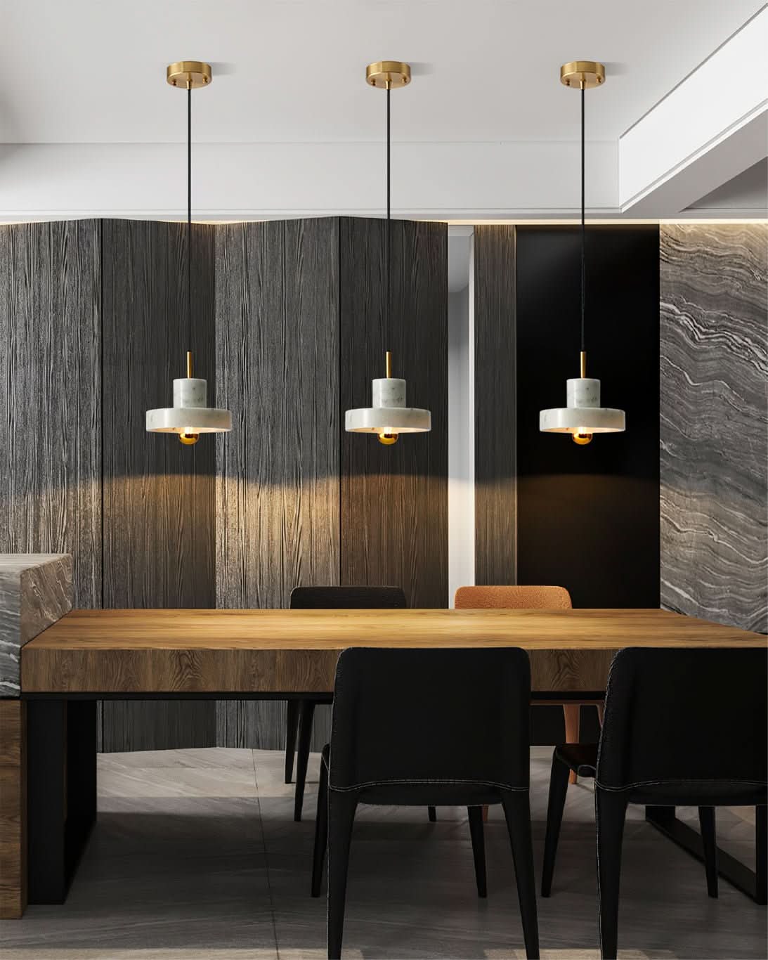 Marble Pendant Light Brass Finish