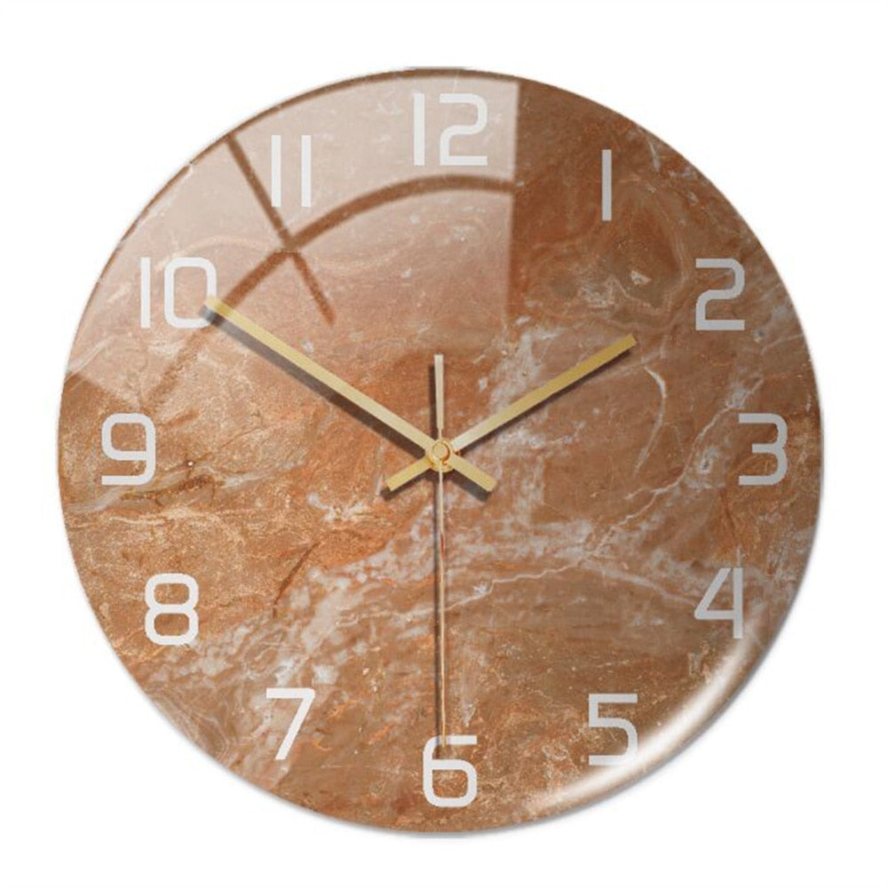 Round Wall Clock with Marble Print Acrylic Face | Silent Sweep Movement and 11.8 in Dial | 16 Colors