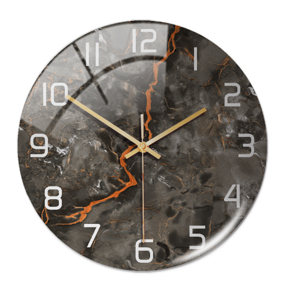 Marble Effect Wall Clock in Acrylic | Silent Sweeping Movement, Large Contrasting Numbers | 12 in Across, Sixteen Colorways