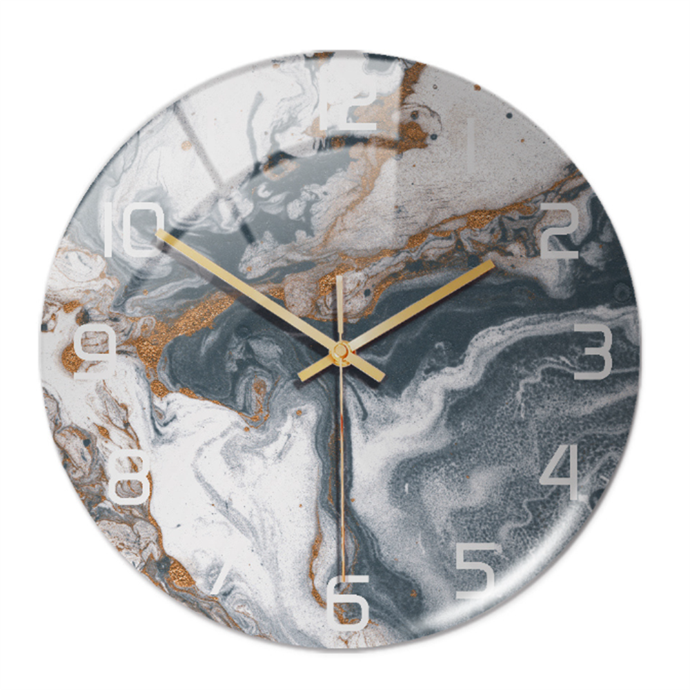 Marble Effect Wall Clock in Acrylic | Silent Sweeping Movement, Large Contrasting Numbers | 12 in Across, Sixteen Colorways