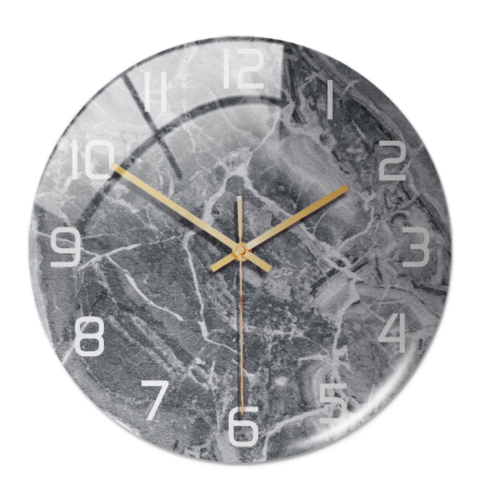 Round Wall Clock with Marble Print Acrylic Face | Silent Sweep Movement and 11.8 in Dial | 16 Colors
