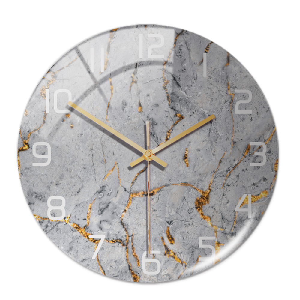 Marble Effect Wall Clock in Acrylic | Silent Sweeping Movement, Large Contrasting Numbers | 12 in Across, Sixteen Colorways