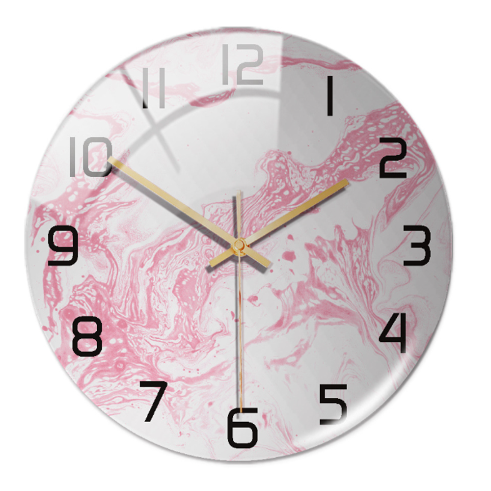 Marble Effect Wall Clock in Acrylic | Silent Sweeping Movement, Large Contrasting Numbers | 12 in Across, Sixteen Colorways