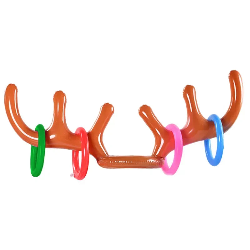 Inflatable Reindeer Antler Ring Toss Game | Christmas Party Activity for Indoor and Outdoor Fun | Durable PVC Set