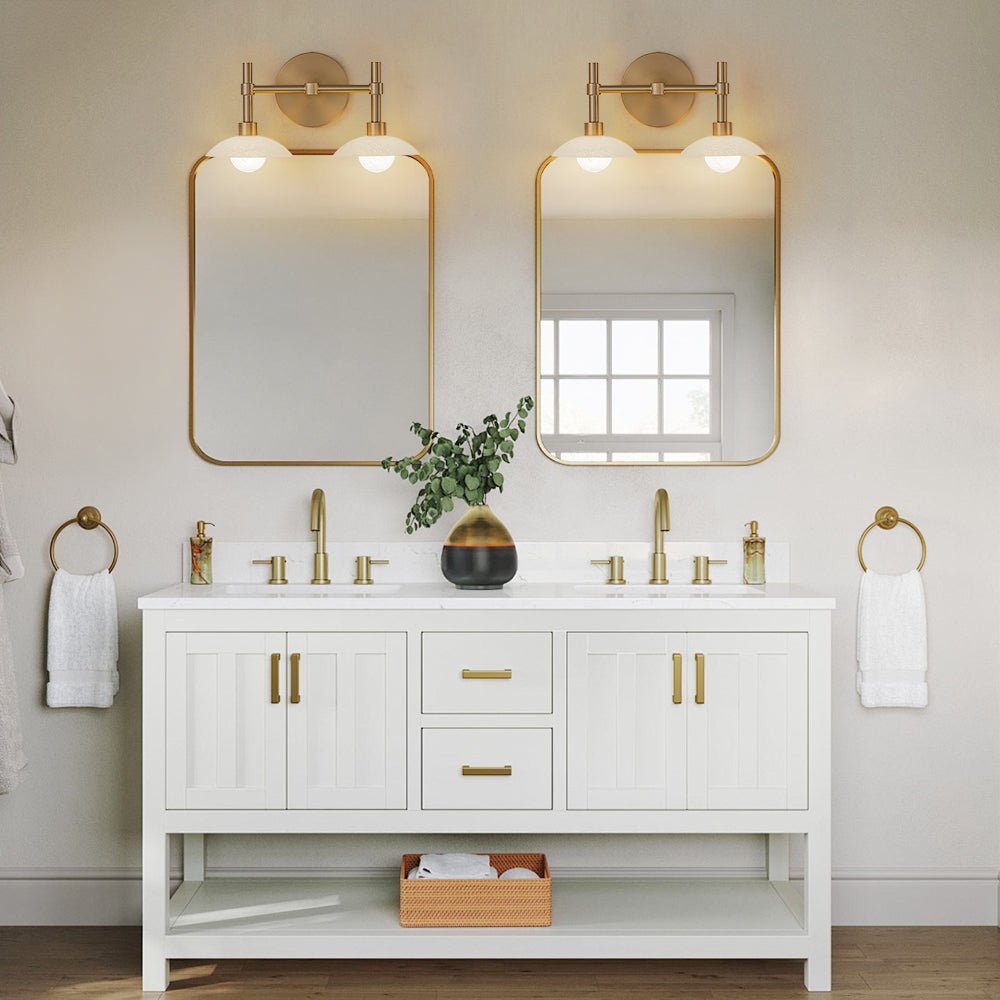 2 Light Brass Dome Wall Sconce