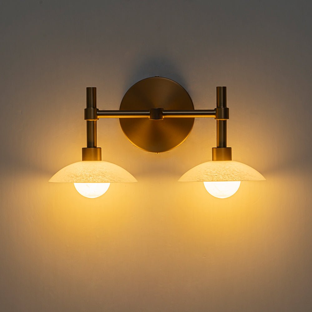 2 Light Brass Dome Wall Sconce