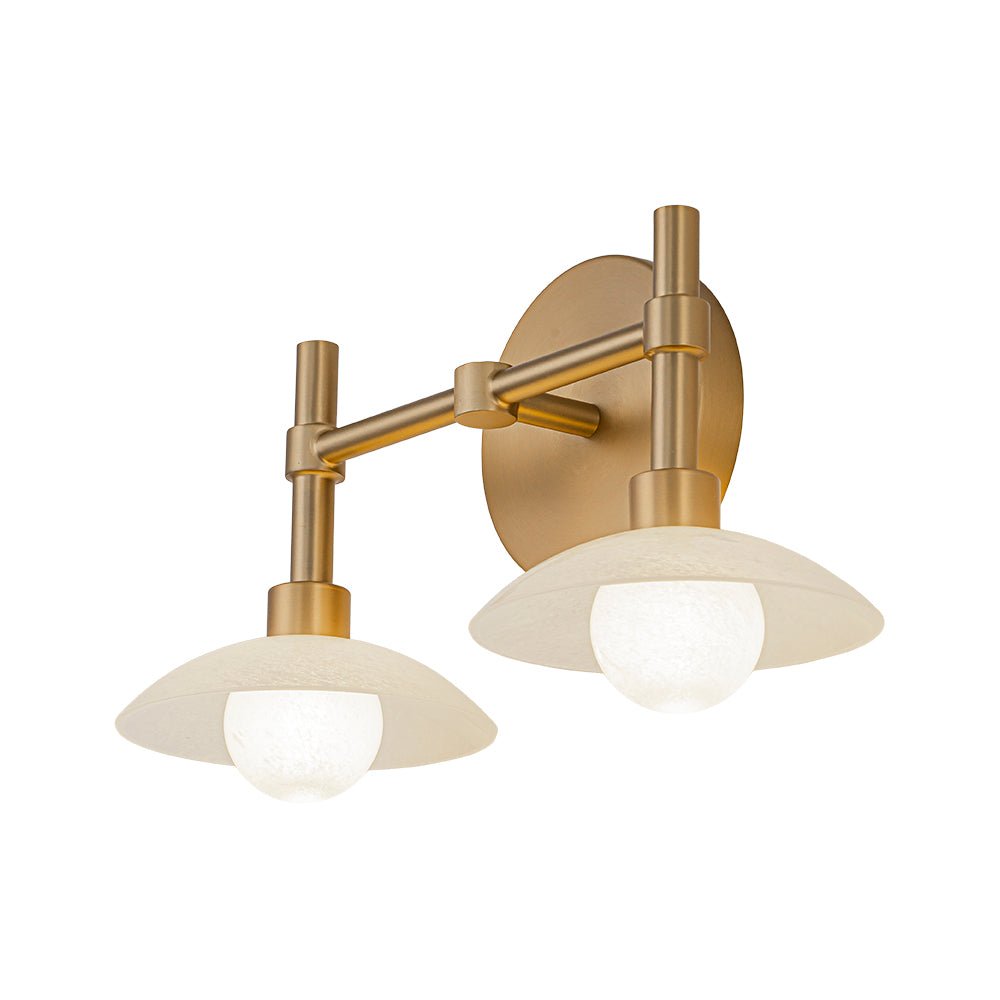 2 Light Brass Dome Wall Sconce