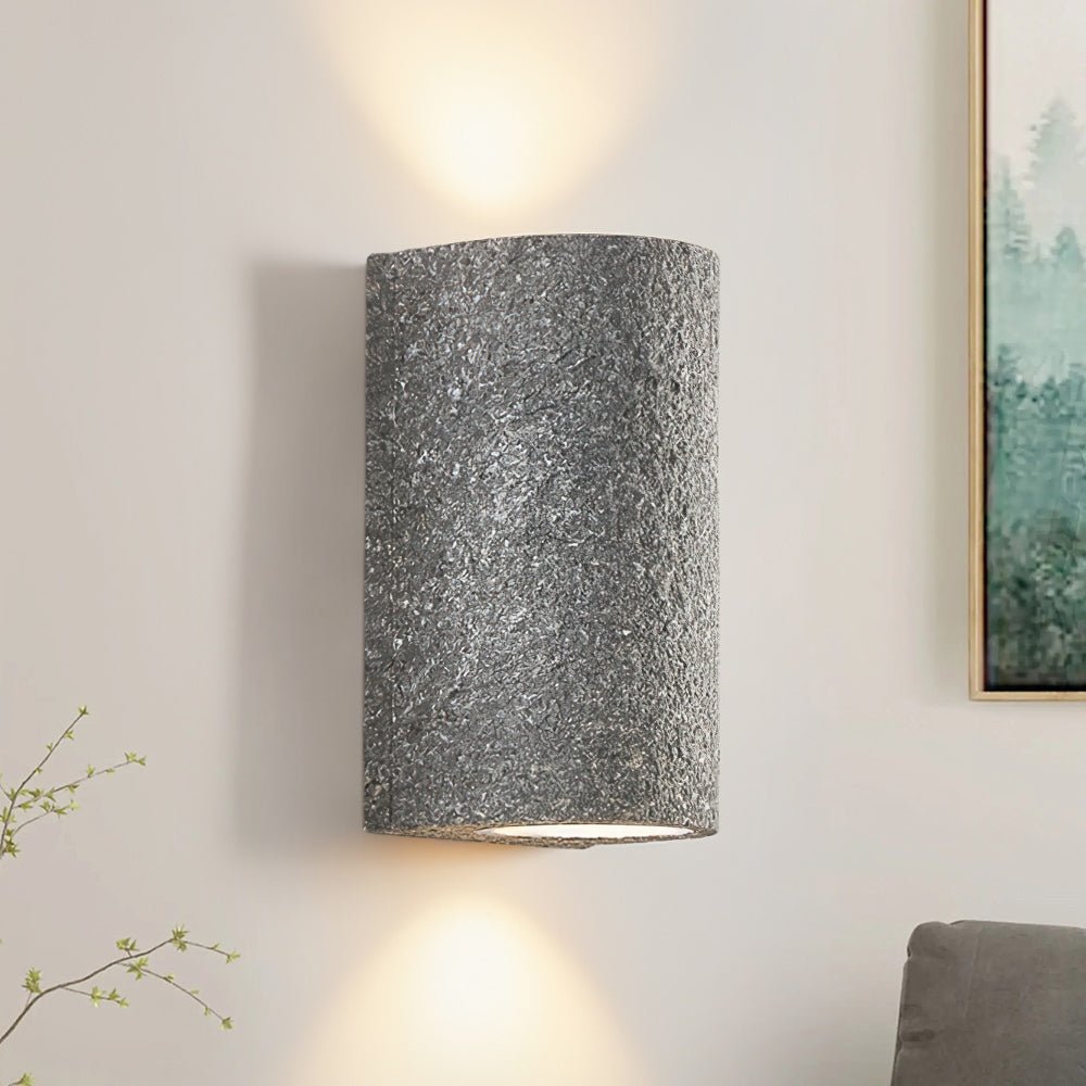 LED Cylinder Stone Wall Sconce