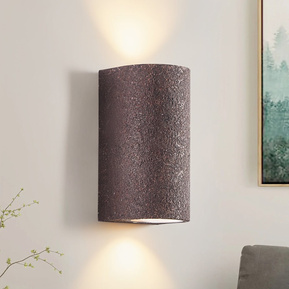 LED Cylinder Stone Wall Sconce