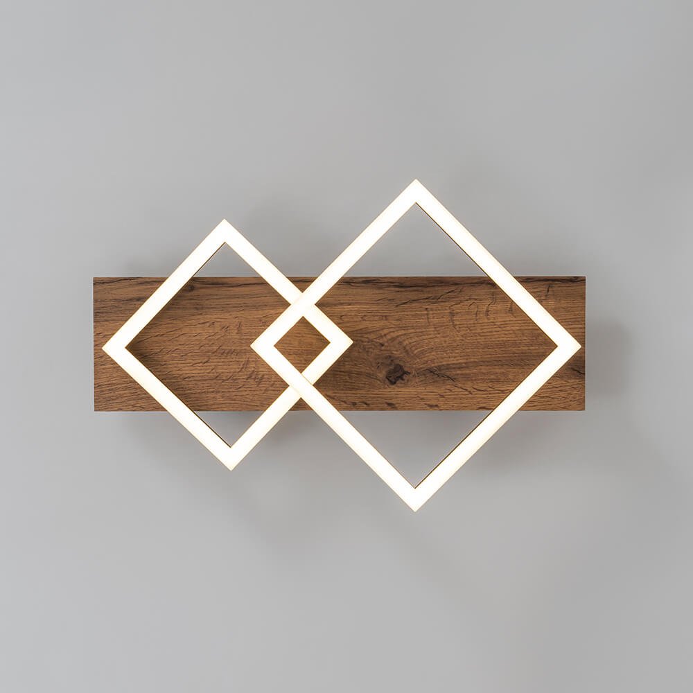 Square LED Walnut Flush Mount
