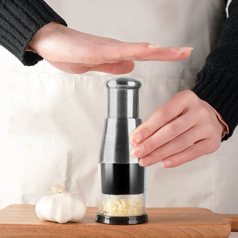Stainless Steel Garlic Press with Push-Down Chamber | Minces a Clove in Seconds, No Knife or Board Needed | One Size