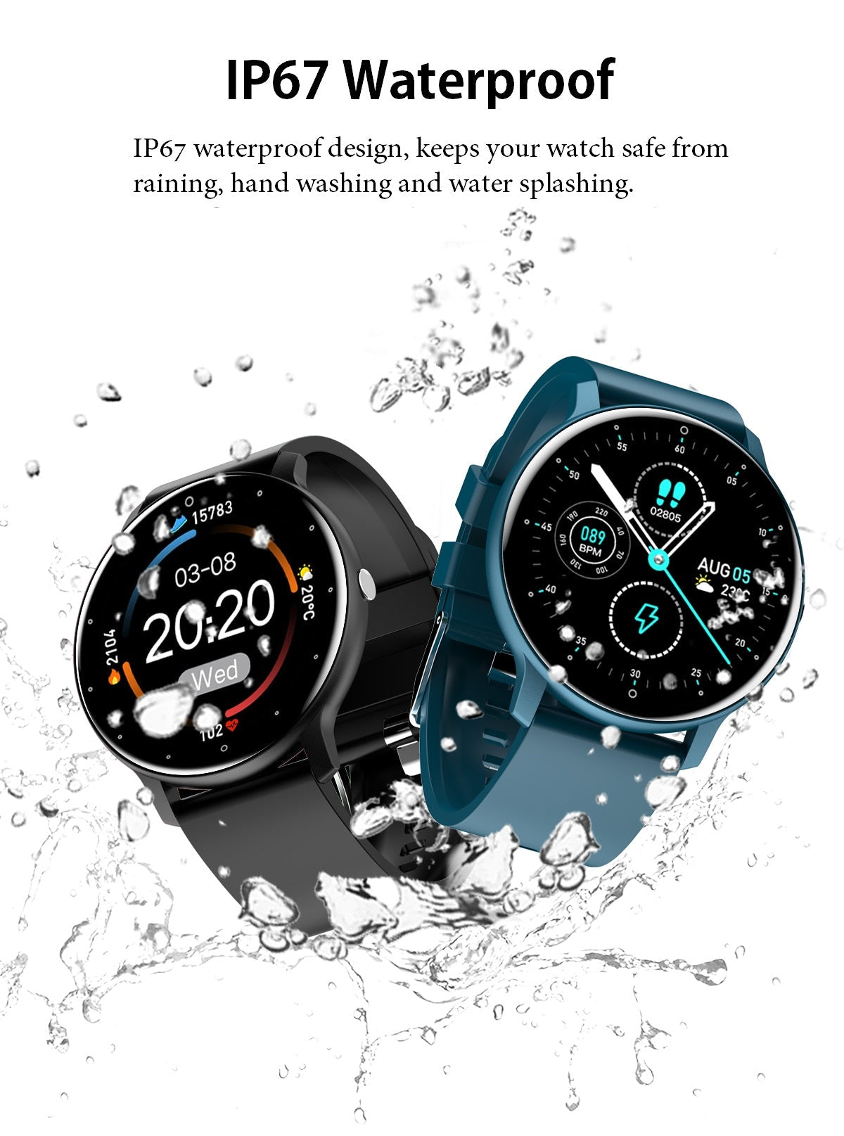 Ultra-Thin Smart Watch with a Full Touchscreen | Heart Rate, Steps and Sleep Tracking, IP67 Rated | 3 Colors