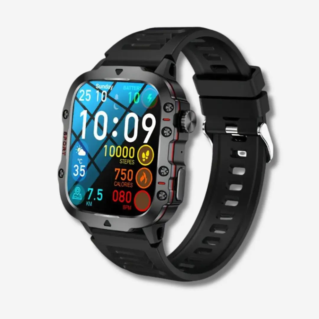 Rugged Outdoor Smart Watch with Mic and Speaker | Over 100 Sport Modes, 1.96 in HD Display | 3 Band Options