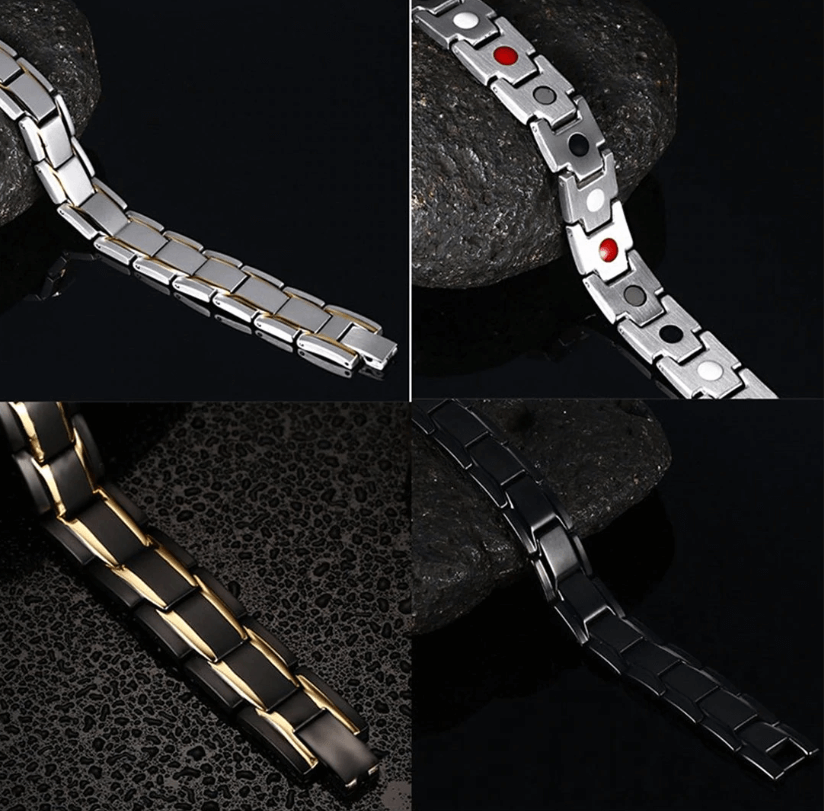 Magnetic Stainless Steel Bracelet for Men and Women | Rust Free Polished Links with Smooth Edges | 6 Finishes