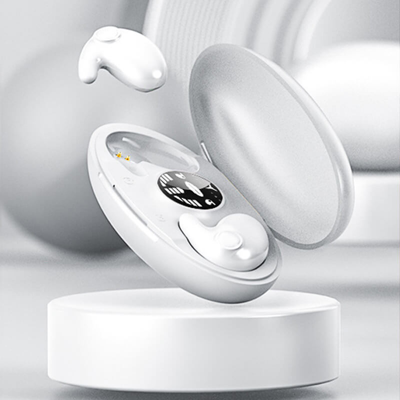 Ultra Flat Wireless Earbuds for Sleeping | Bluetooth In Ear Headphones with Mic | 24 Hour Charging Case
