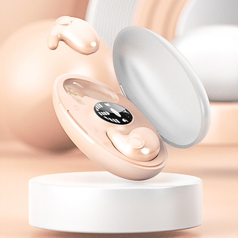 Ultra Flat Wireless Earbuds for Sleeping | Bluetooth In Ear Headphones with Mic | 24 Hour Charging Case