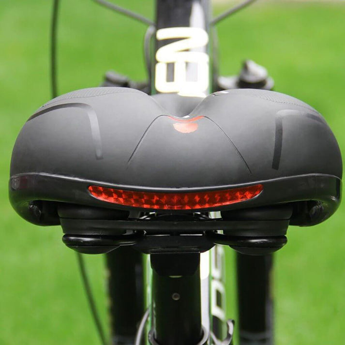 Wide Padded Comfort Saddle with a Luminous Rear Strip | Soft Cushioned Bike Accessories That Fit Any Standard Seatpost | Red or Blue